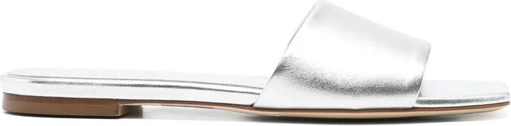 Aeyde Anna Laminated Nappa Leather Silver Shoes