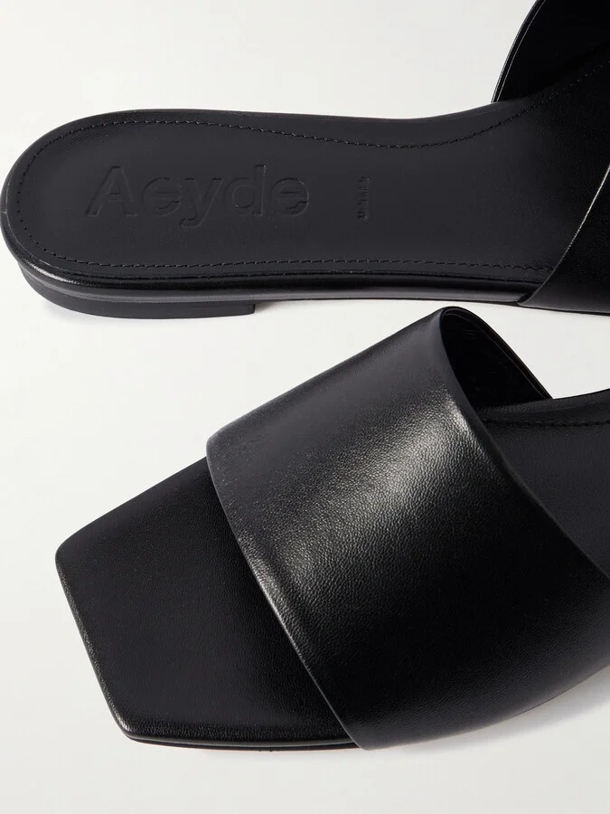 Aeyde - Anna Leather Slides - Black - Image 4