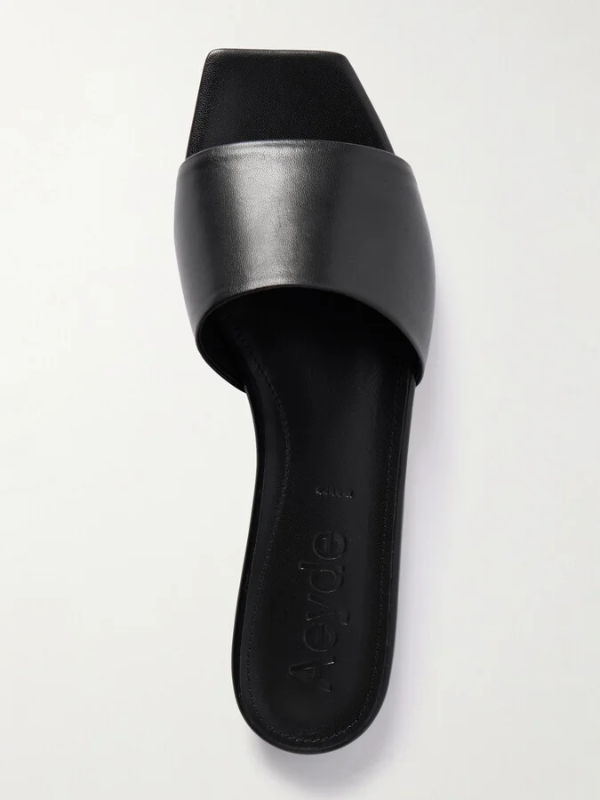 Aeyde - Anna Leather Slides - Black - Image 5