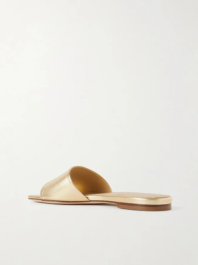Aeyde - Anna Metallic Leather Slides - Gold - Image 3
