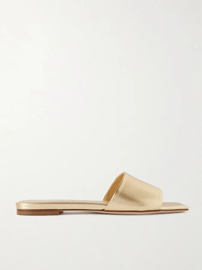 Aeyde - Anna Metallic Leather Slides - Gold
