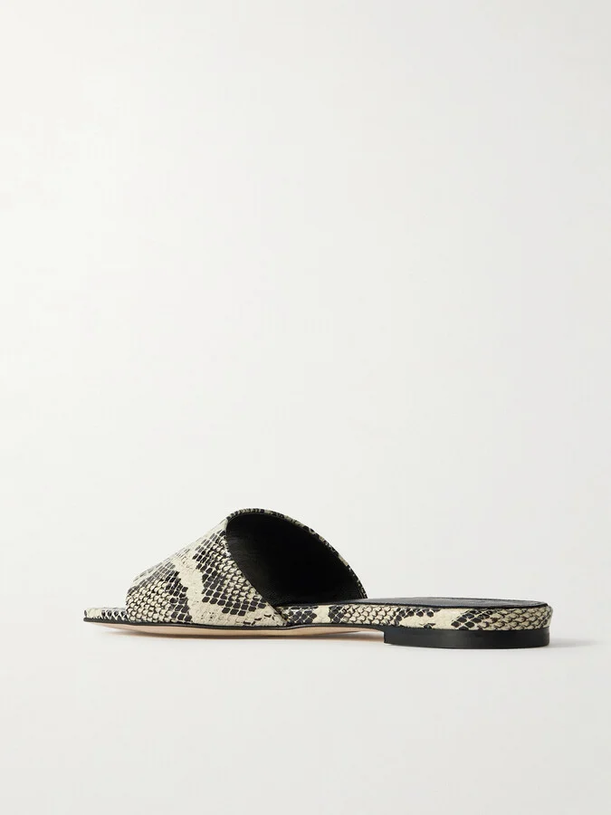 Aeyde - Anna Snake-effect Leather Slides - Animal print - Image 3