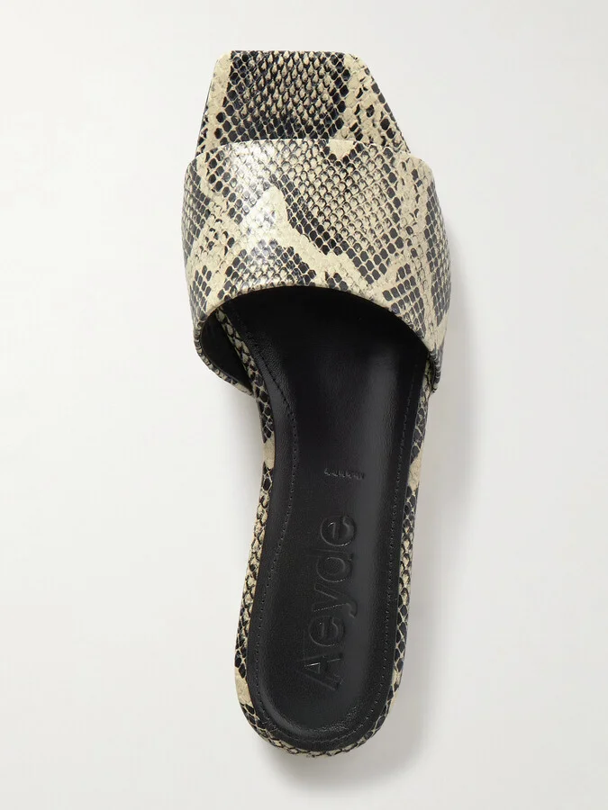 Aeyde - Anna Snake-effect Leather Slides - Animal print - Image 5