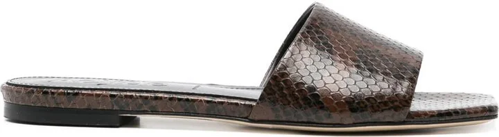 Aeyde Anna Snake Print Goat Leather Moka Shoes