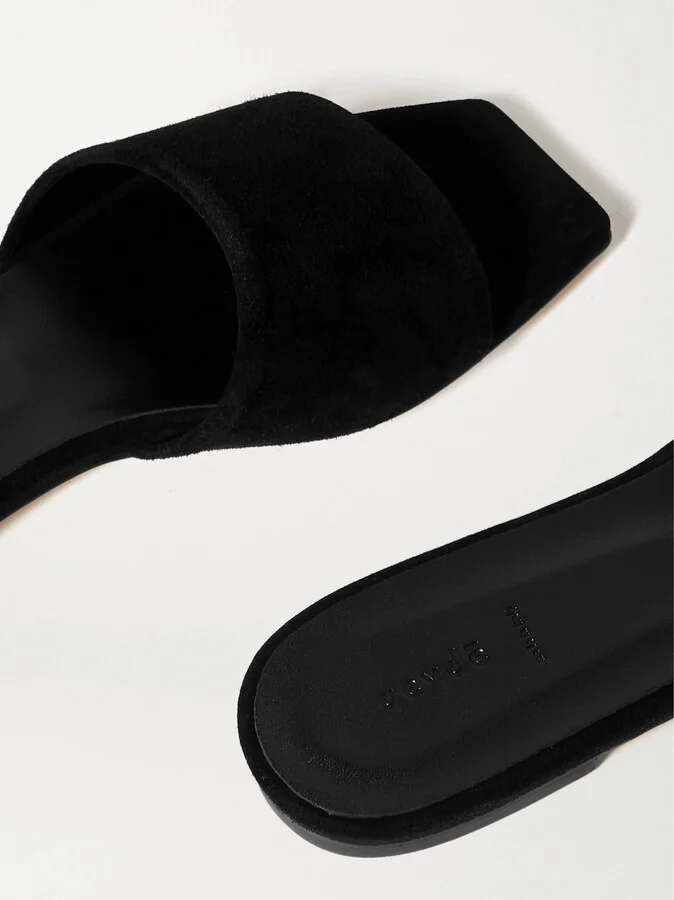 Aeyde - Anna Suede Slides - Black - Image 4
