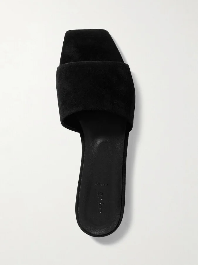 Aeyde - Anna Suede Slides - Black - Image 5