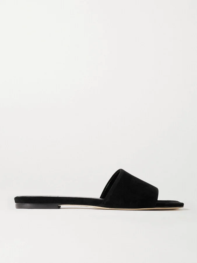 Aeyde - Anna Suede Slides - Black