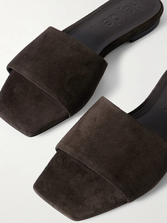 Aeyde - Anna Suede Slides - Brown - Image 4