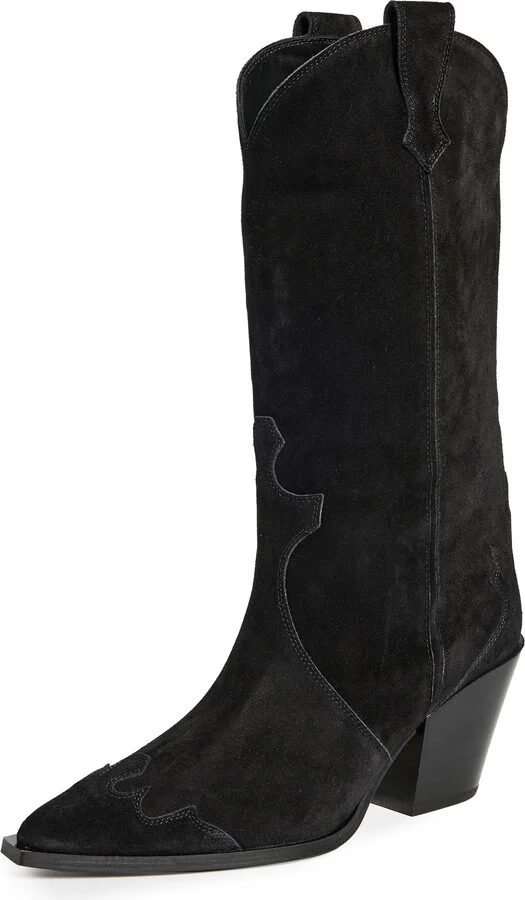 AEYDE Ariel Cow Suede Leather Black Boots