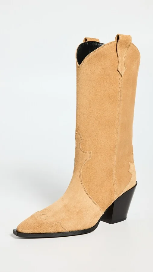 AEYDE Ariel Cow Suede Leather Caramel Boots - Image 2