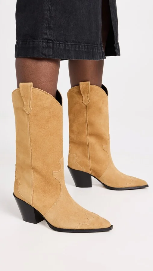 AEYDE Ariel Cow Suede Leather Caramel Boots - Image 5