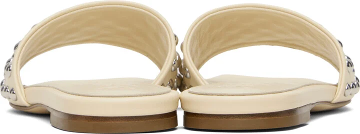 Aeyde Beige Anna Studded Leather Sandals - Image 2