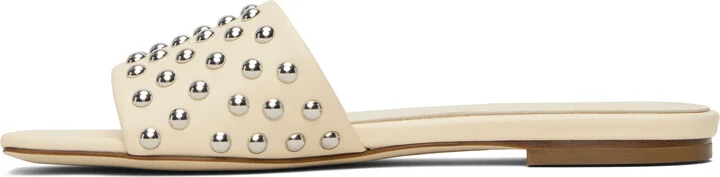 Aeyde Beige Anna Studded Leather Sandals - Image 3