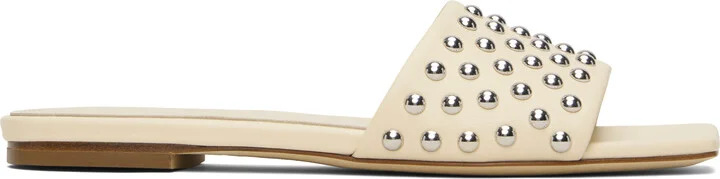 Aeyde Beige Anna Studded Leather Sandals
