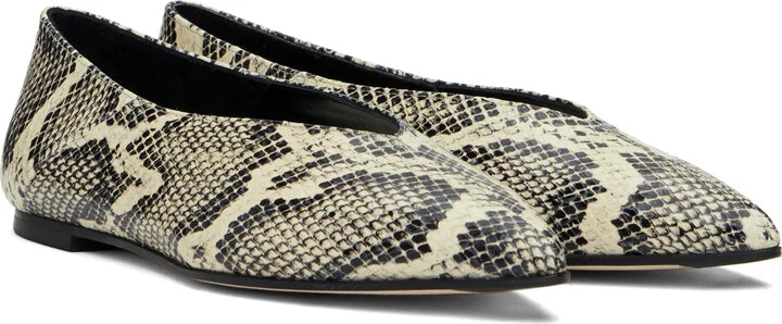 Aeyde Beige & Black Moa Leather Ballerina Flats - Image 4