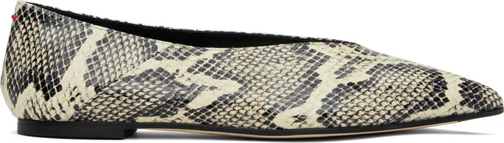 Aeyde Beige & Black Moa Leather Ballerina Flats