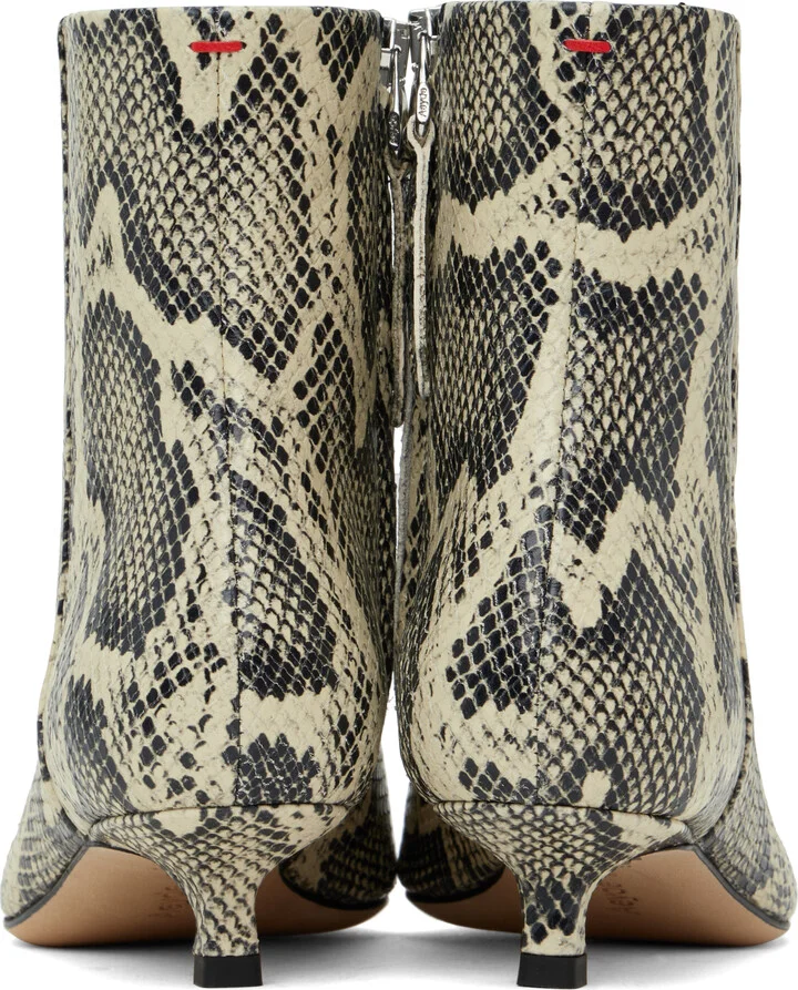 Aeyde Beige & Black Sofie Leather Ankle Boots - Image 2