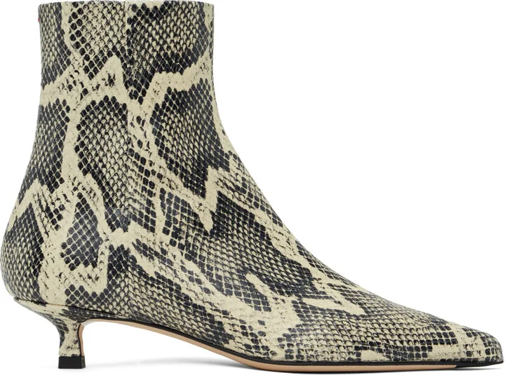 Aeyde Beige & Black Sofie Leather Ankle Boots
