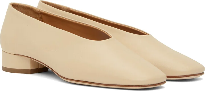Aeyde Beige Delia Leather Ballerina Flats - Image 4