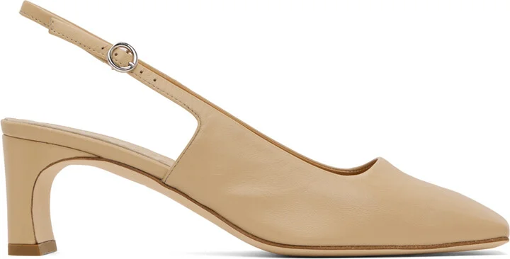 Aeyde Beige Eliza Slingback Heels
