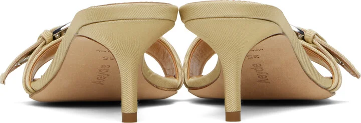 Aeyde Beige Ilvy Eyelet Grosgrain Mules - Image 2