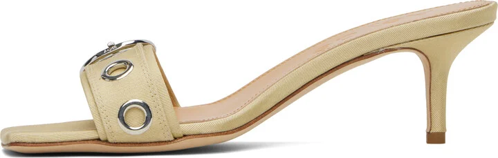 Aeyde Beige Ilvy Eyelet Grosgrain Mules - Image 3
