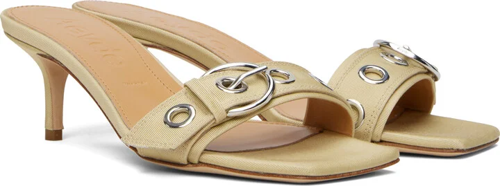 Aeyde Beige Ilvy Eyelet Grosgrain Mules - Image 4