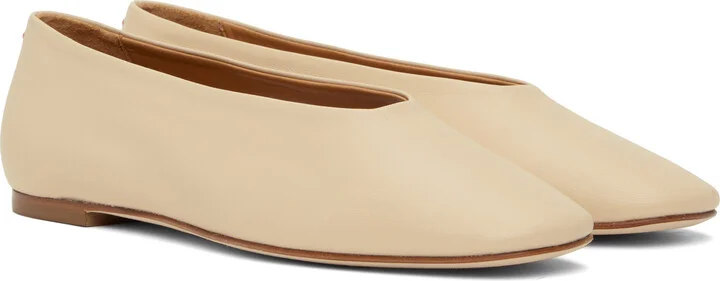 Aeyde Beige Kirsten Leather Ballerina Flats - Image 4