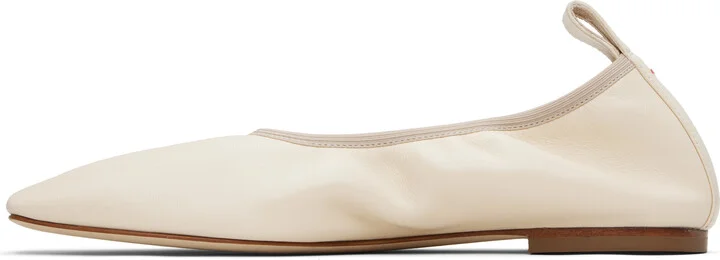 Aeyde Beige Nomi Ruched Ballerina Flats - Image 3