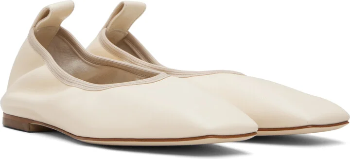 Aeyde Beige Nomi Ruched Ballerina Flats - Image 4