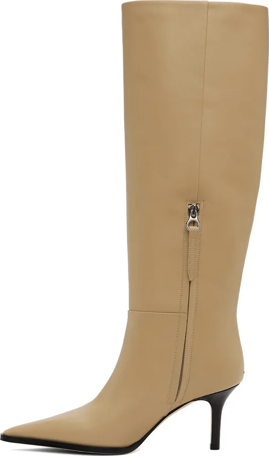 Aeyde Beige Tula Leather Tall boots - Image 3