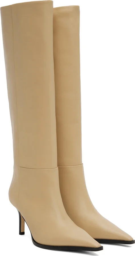 Aeyde Beige Tula Leather Tall boots - Image 4