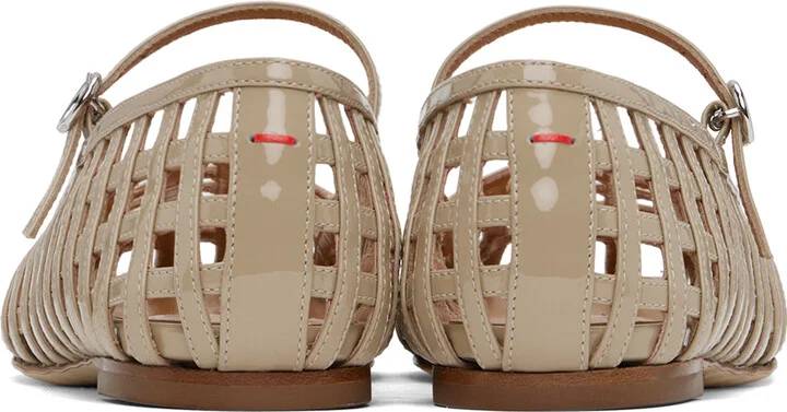 Aeyde Beige Uma Caged Mary-Jane Ballerina Flats - Image 2