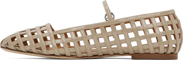 Aeyde Beige Uma Caged Mary-Jane Ballerina Flats - Image 3