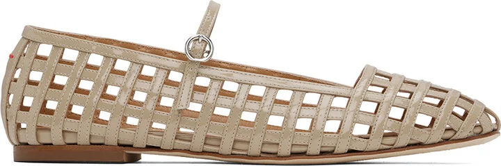 Aeyde Beige Uma Caged Mary-Jane Ballerina Flats