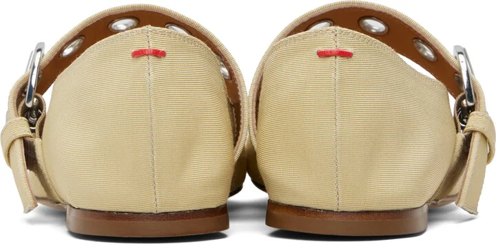 Aeyde Beige Uma Eyelet Mary-Jane Ballerina Flats - Image 2