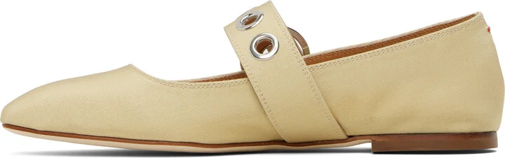 Aeyde Beige Uma Eyelet Mary-Jane Ballerina Flats - Image 3