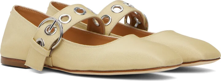 Aeyde Beige Uma Eyelet Mary-Jane Ballerina Flats - Image 4