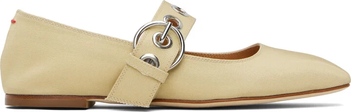 Aeyde Beige Uma Eyelet Mary-Jane Ballerina Flats