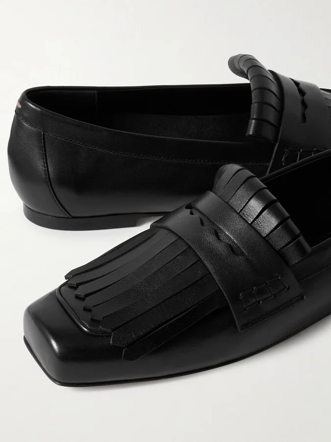 Aeyde - Belen Fringed Leather Loafers - Black - Image 4