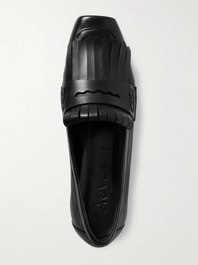 Aeyde - Belen Fringed Leather Loafers - Black - Image 5