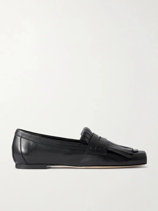 Aeyde - Belen Fringed Leather Loafers - Black