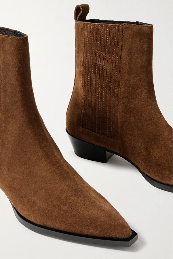 Aeyde - Belinda Suede Ankle Boots - Brown - Image 4