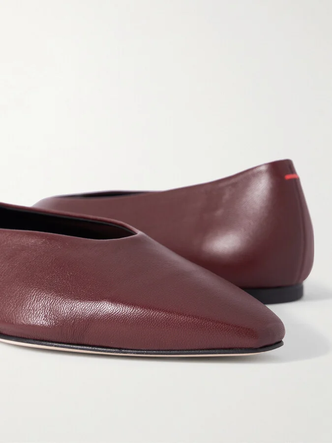 Aeyde - Betty Leather Ballet Flats - Burgundy - Image 4