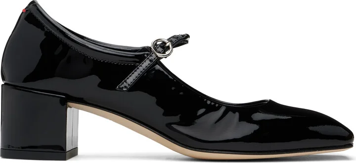 Aeyde Black Aline Leather Mary-Jane Heels