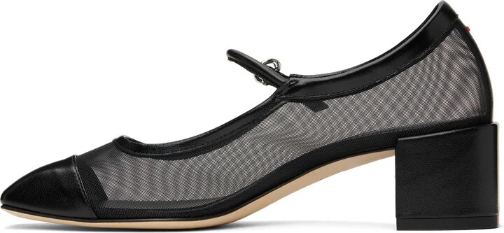 Aeyde Black Aline Mesh Mary-Jane Heels - Image 3