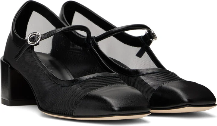 Aeyde Black Aline Mesh Mary-Jane Heels - Image 4