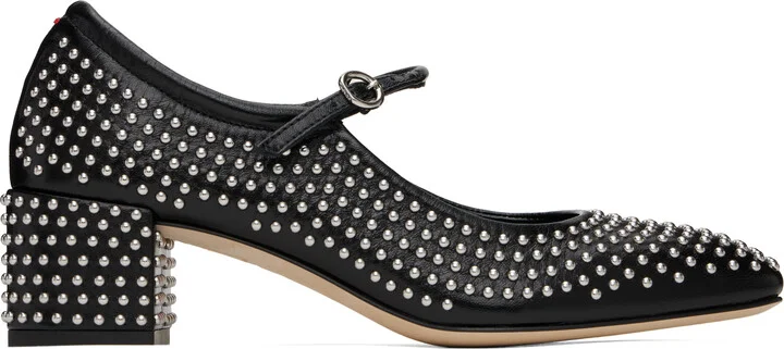 Aeyde Black Aline Mini Studs Mary-Jane Heels