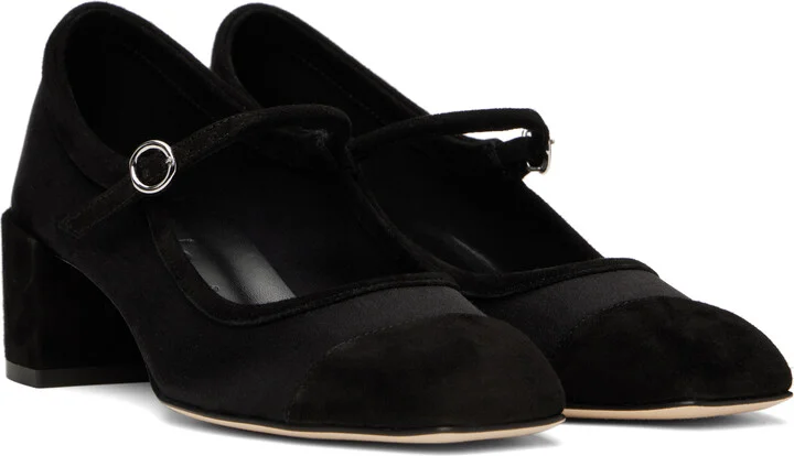Aeyde Black Aline Satin & Kid Suede Mary-Jane Heels - Image 4