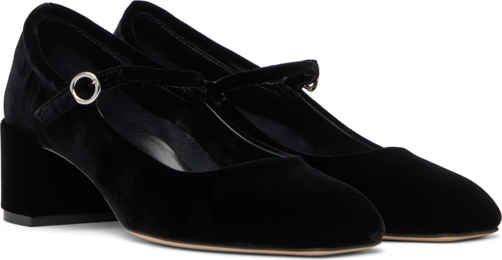 Aeyde Black Aline Velvet Mary-Jane Heels - Image 4
